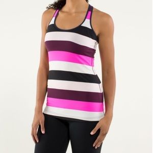 Sold- LULULEMON Cool Racerback Pow Stripe Raspberry Glo